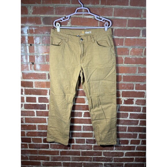 Carhartt Pants Men’s 36W 28.5L Rugged Flex Relaxed 102517 918 Brown Canvas Work - Picture 1 of 7